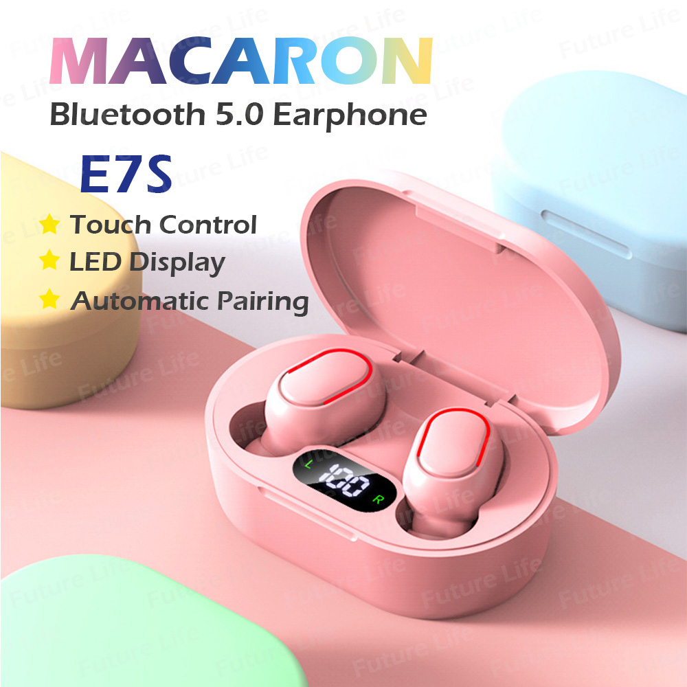 Bluetooth Earphones Macaron Airdots TWSE7S LED Display HiFi Stereo