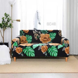 Black Flower Leaf New Sofa Cover Clear Home Decoration Room Decor Flower in full bloom Stretchable #2