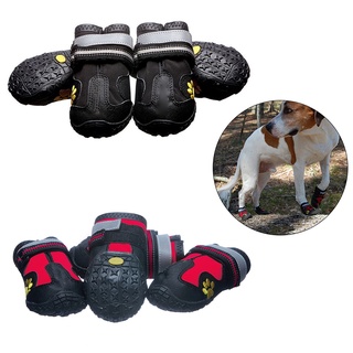 san-4Pcs Fashion Waterproof Pet Dog Shoes Anti-Slip Comfortable Reflective Boots