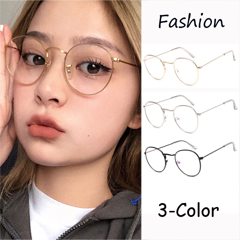 Cod Anti Radiation Glasses For Women Replaceable Lens Eyeglass Retro Round Eyeglasses Shopee 2437