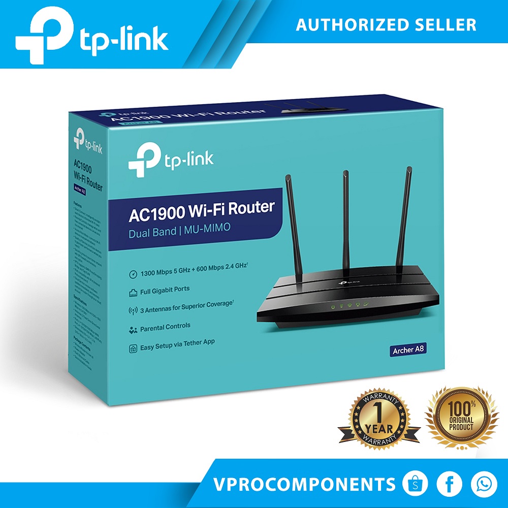 Tp-Link Archer A8 AC1900 Wireless MU-MIMO WiFi Router | 2.4G & 5G Dual ...