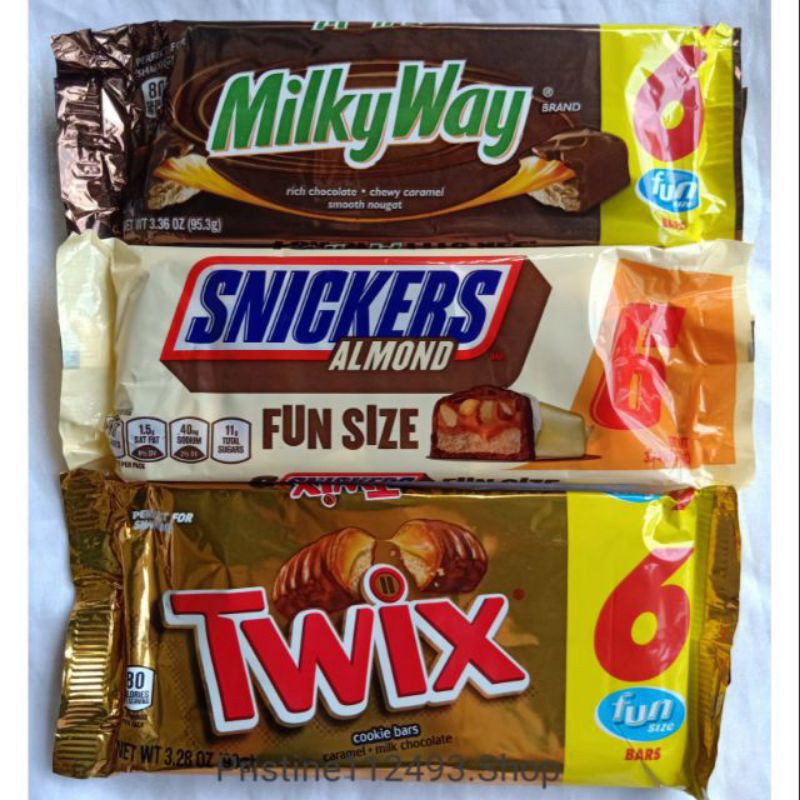 6 Fun Size Chocolate Bars Milky Way / Snickers Almond / Twix unwrapped ...