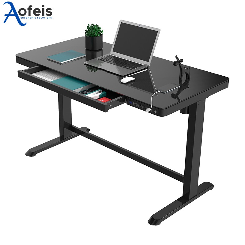 Aofeis Ergo E8 AllinOne Standing Desk Tempered Glass Top 48" W