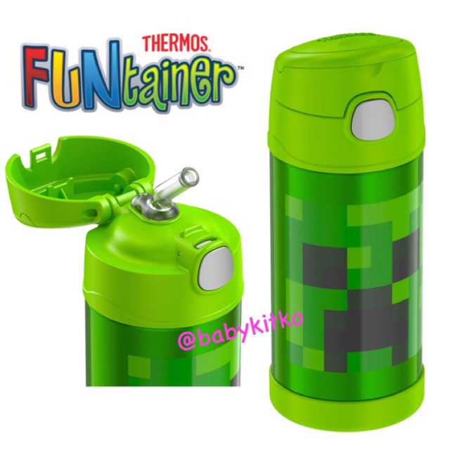 Thermos Minecraft 12 Oz Funtainer Bottle Green Home Kitchen Kitchen Dining