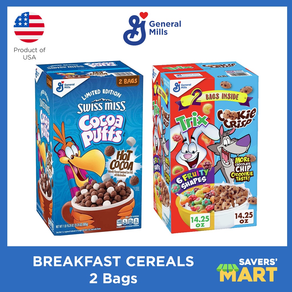 Swiss Miss Cocoa Puffs, Trix & Cookie Crisp Breakfast Cereals (2 Bags