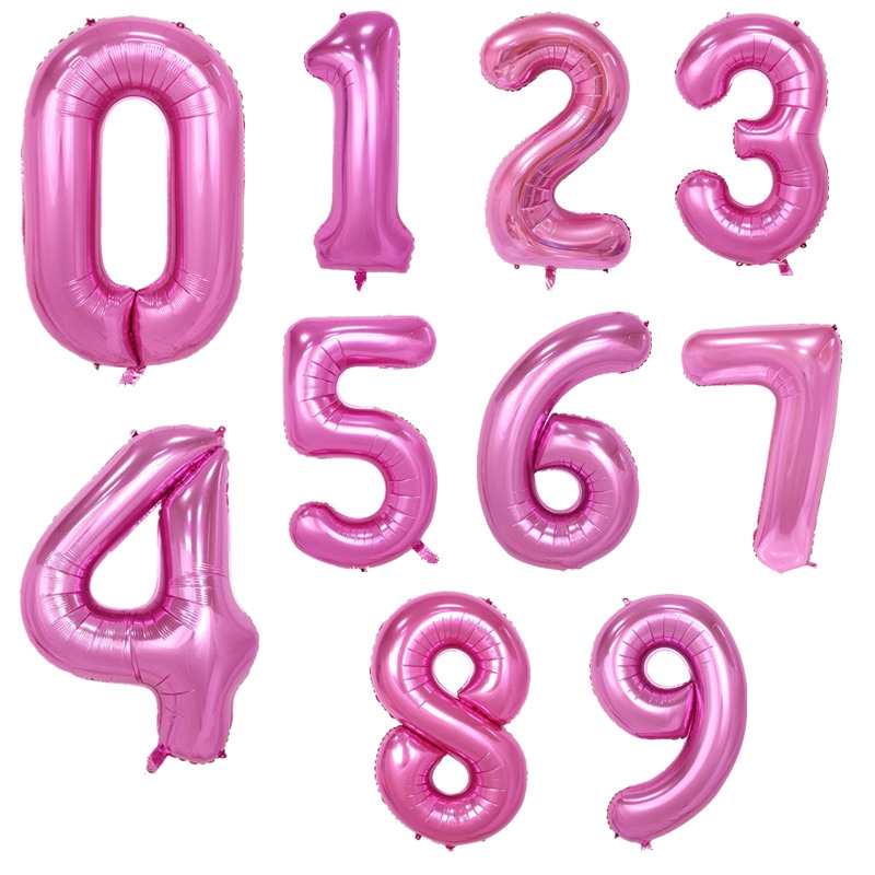 1pc 32 inch Pink 0-9 Number Foil Balloon Birthday Party Digital ...