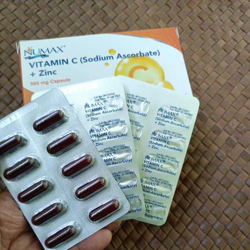 Numax Vitamin C (Sodium Ascorbate) + Zinc 500mg per pads Shopee