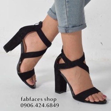 black chunky heels with ankle strap