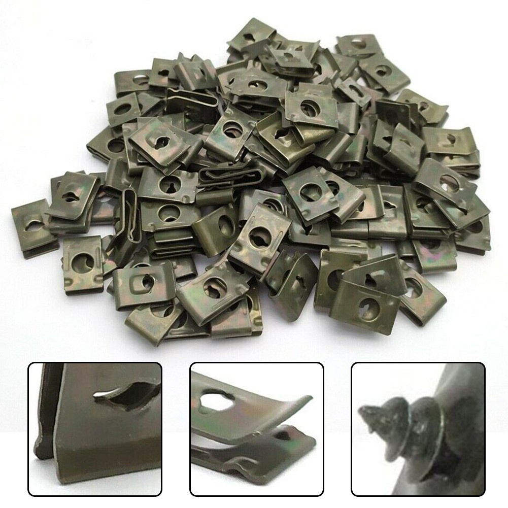10Pcs Auto Fastener Screw Base U Type J98 Nut Mounting Retainer Clips ...