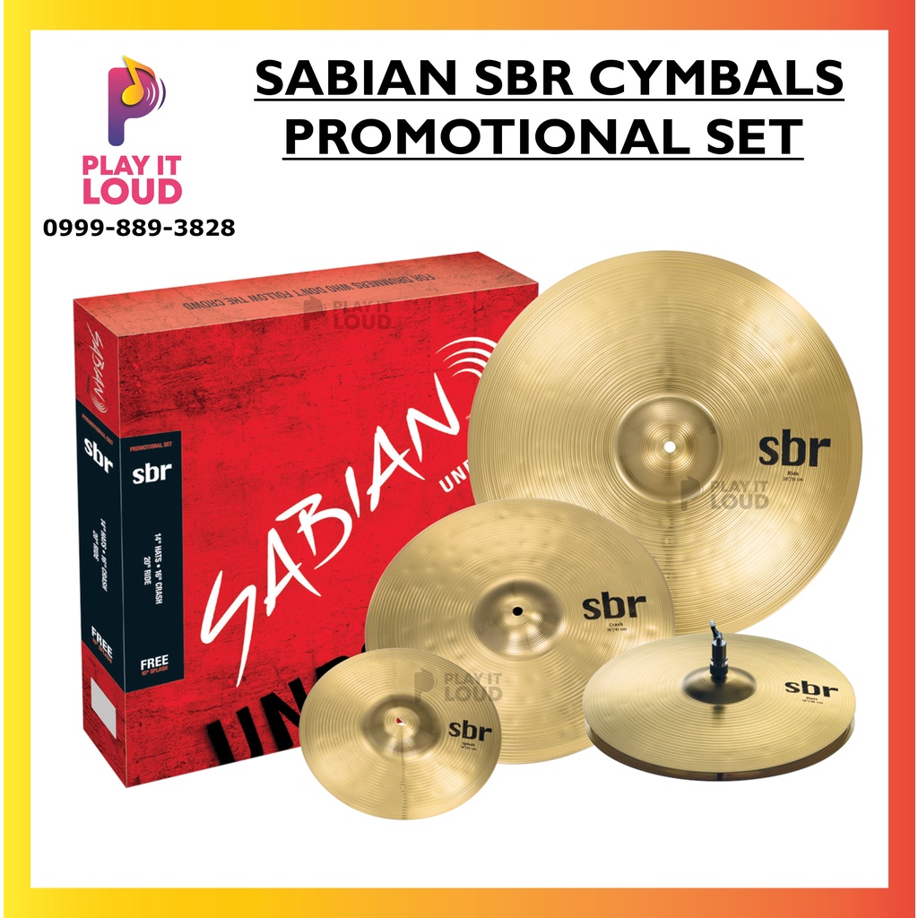 SABIAN SBR CYMBALS PROMOTIONAL SET 14" HATS, 16" CRASH, 20" RIDE and