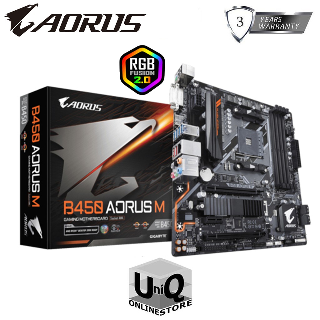 Gigabyte B450 AORUS M AMD B450 Chipset RGB Micro ATX Gaming Motherboard ...