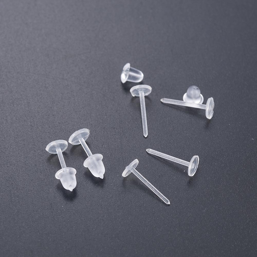 50 Pair General Purpose Clear Plastic Anti-Allergy Ear Stud Replacement Plug #4