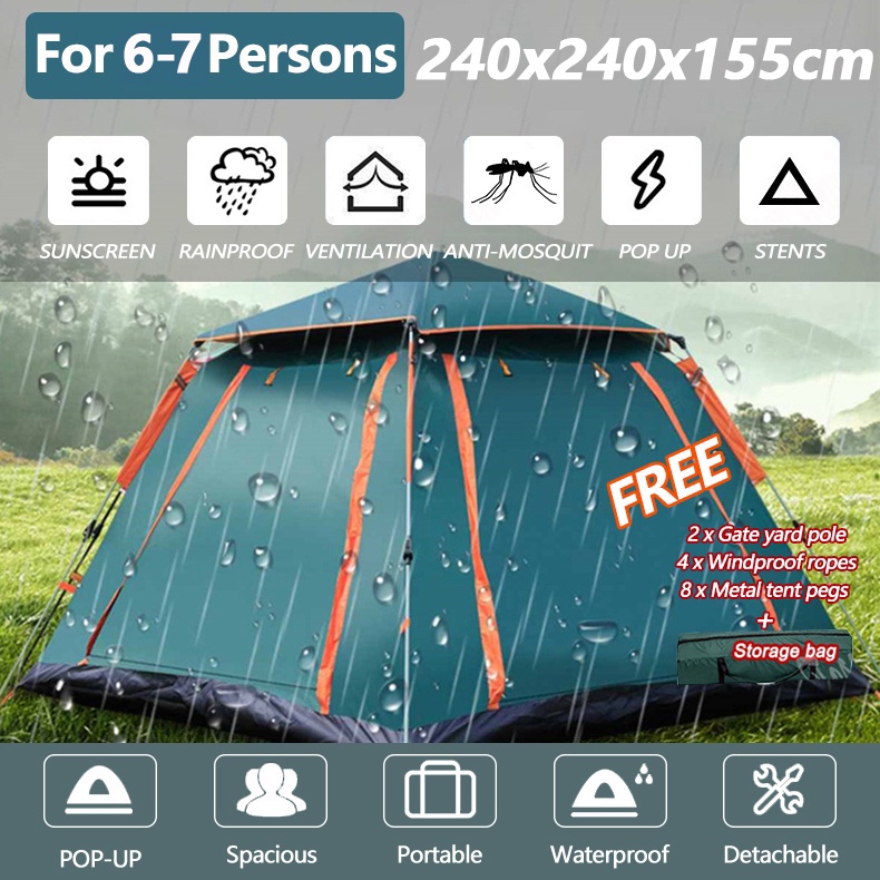 67 tent Person Waterproof Automatic tent Pop Up Double Layers Camping