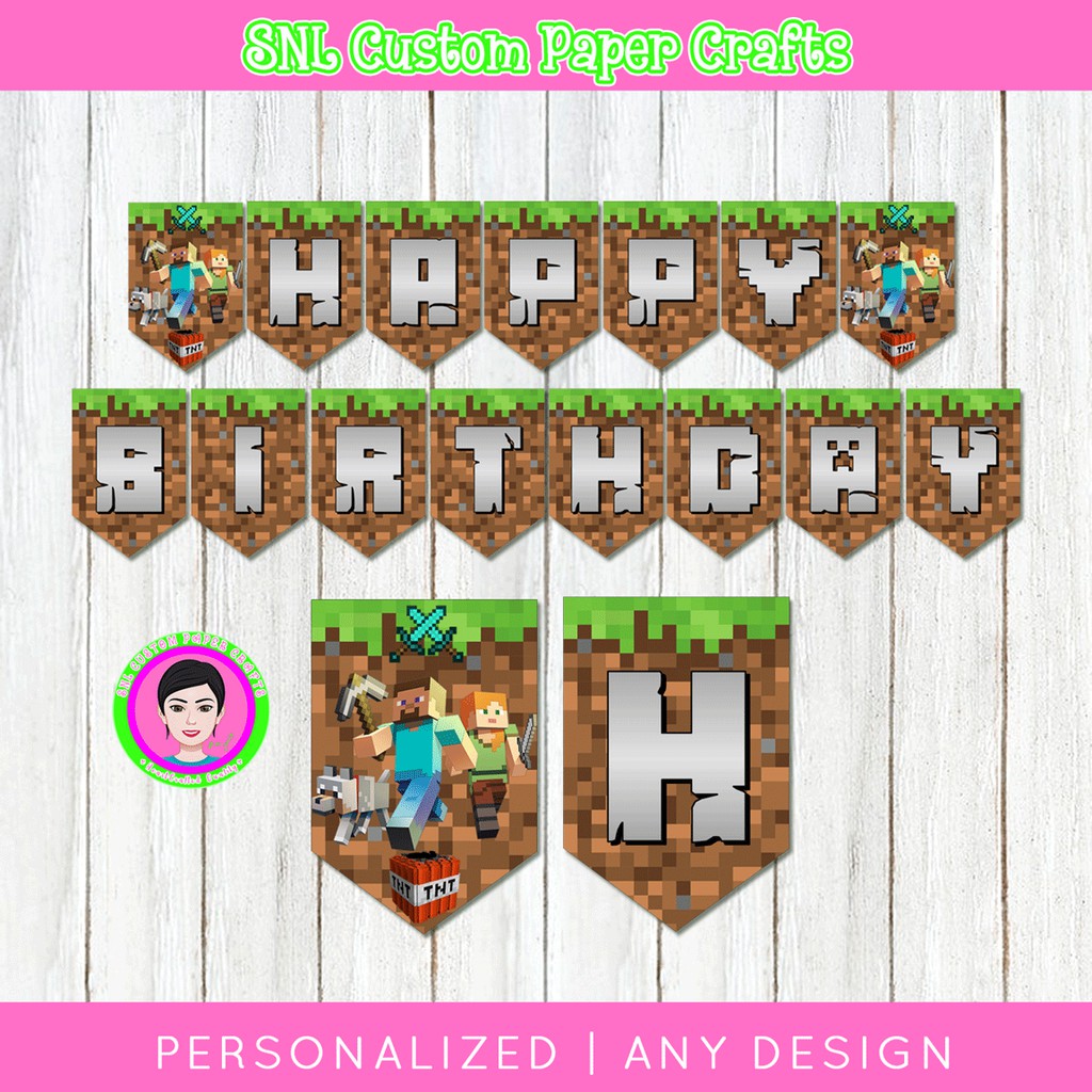 minecraft happy birthday banner customized shopee philippines
