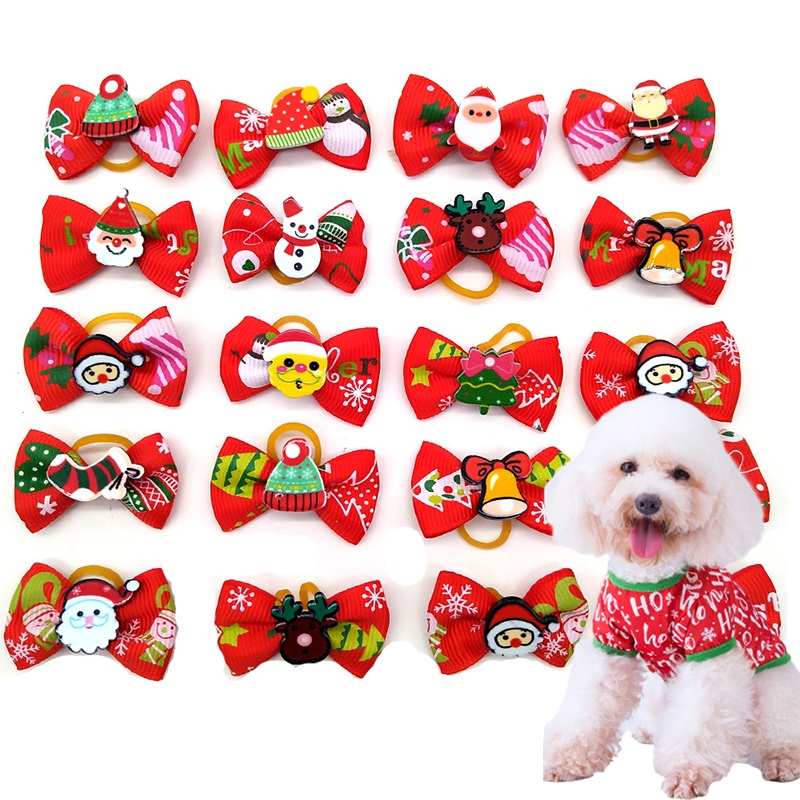 Pet Dog Cat Puppy Bow Tie Christmas decor Flower Bowknot Hair Clips