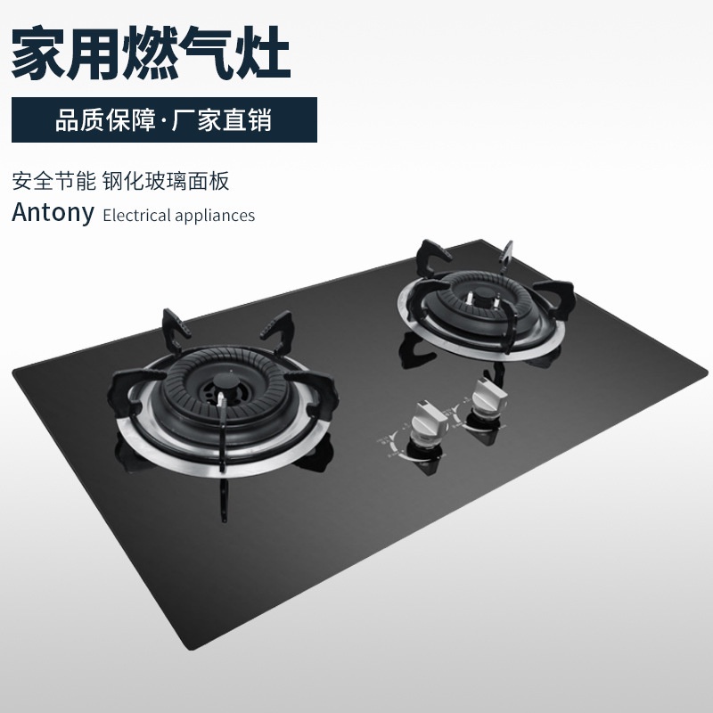 Korean builtin dualburner gas stove with stove tempered glass