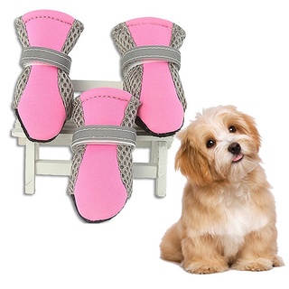 ☜₪4pcs Breathable Mesh Pet Shoes Magic Stick Lightweight Dog Shoes BD0199