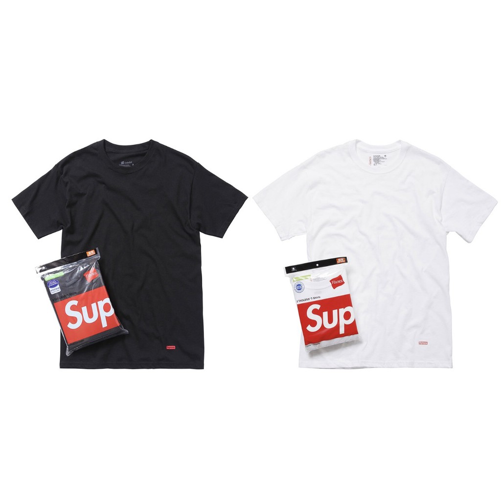 supreme x hanes black tee