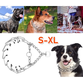 Adjustable Dog Prong Collar Chain Choker Pinch Training Collar with Quick Release Snap Buckle