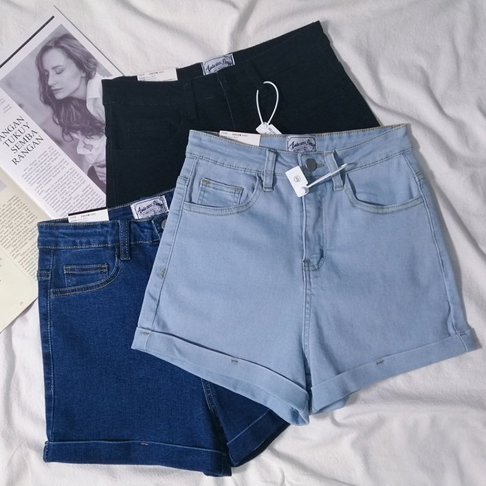 high waisted elastic shorts