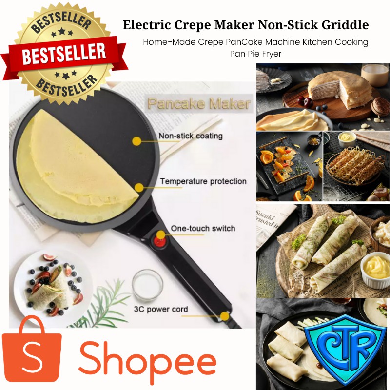 Electric Crepe Maker NonStick Griddle HomeMade Crepe PanCake Machine