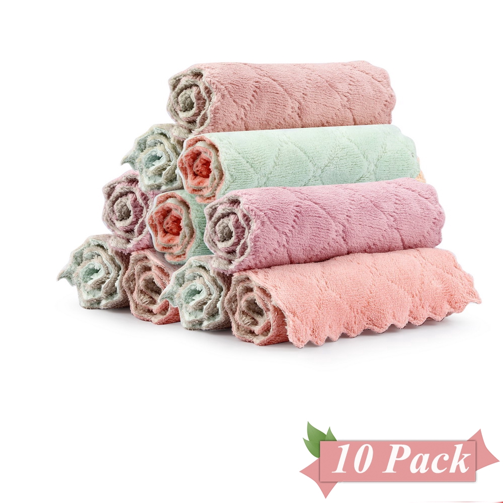 10 Absorbent Microfiber Towels Economically Durable Hand Towel Kitchen Dishcloth 