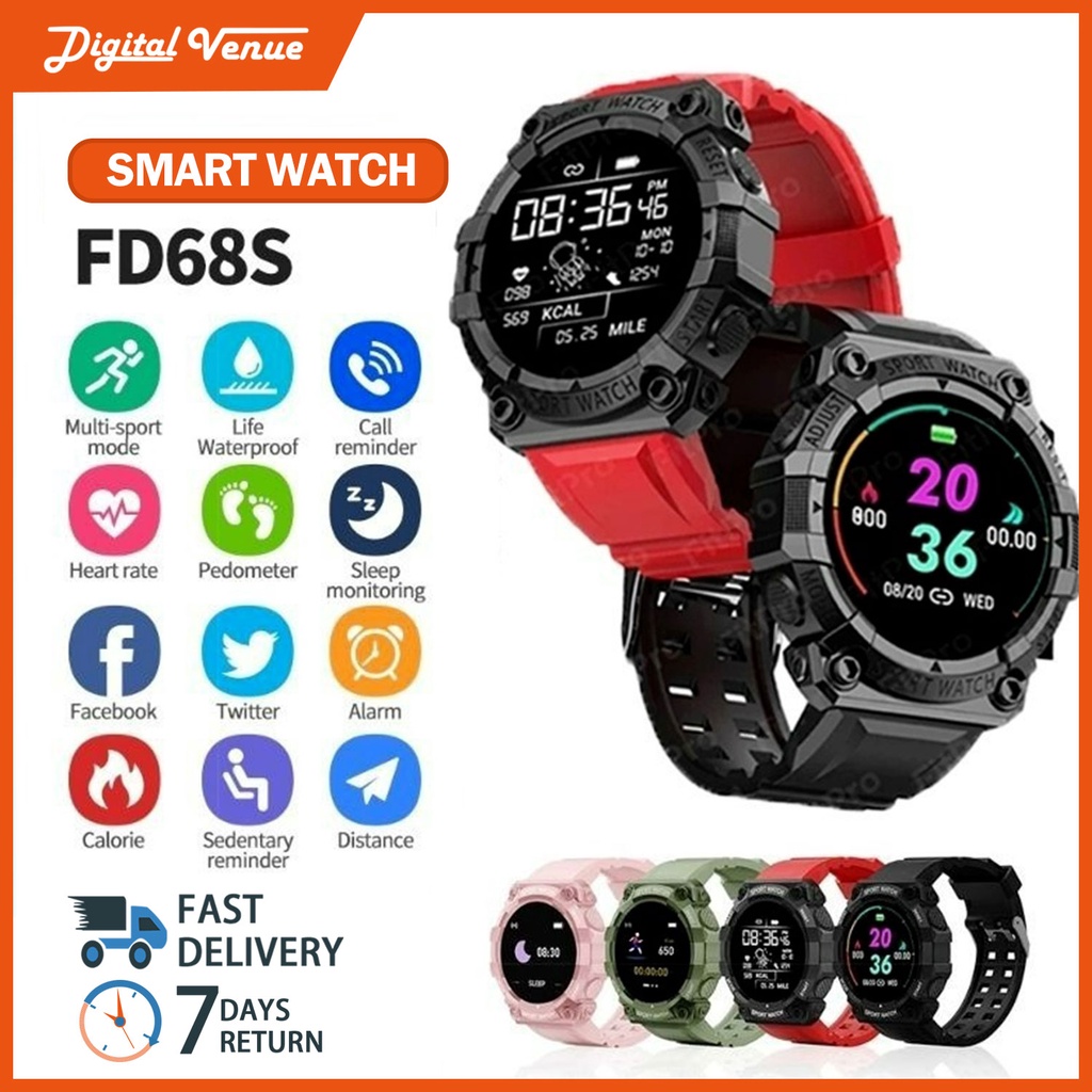 【Arrived three days】New FD68s smartwatch waterproof heart rate sleeping ...