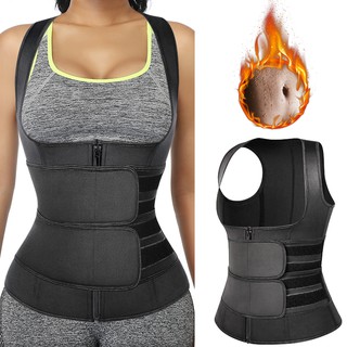 Neoprene Sauna Suit For Women Sauna Sweat Vest Waist Trainer For Women  Zipper Tank Top Vest With Adjustable Belts