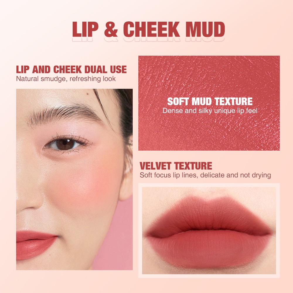 O Two O Velvet Matte Liptint Lip And Cheek Mud Dual Use Lip Clay High