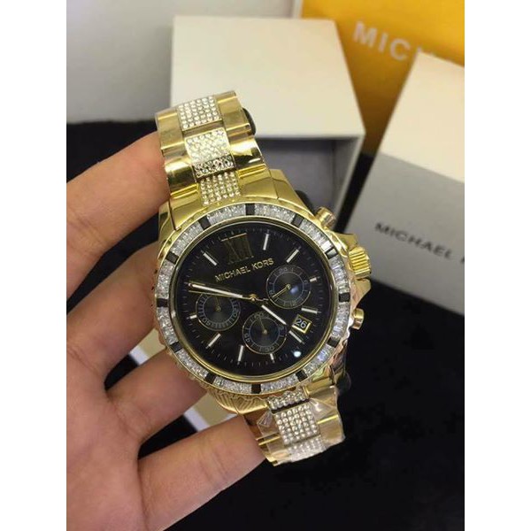 mk black dial watch