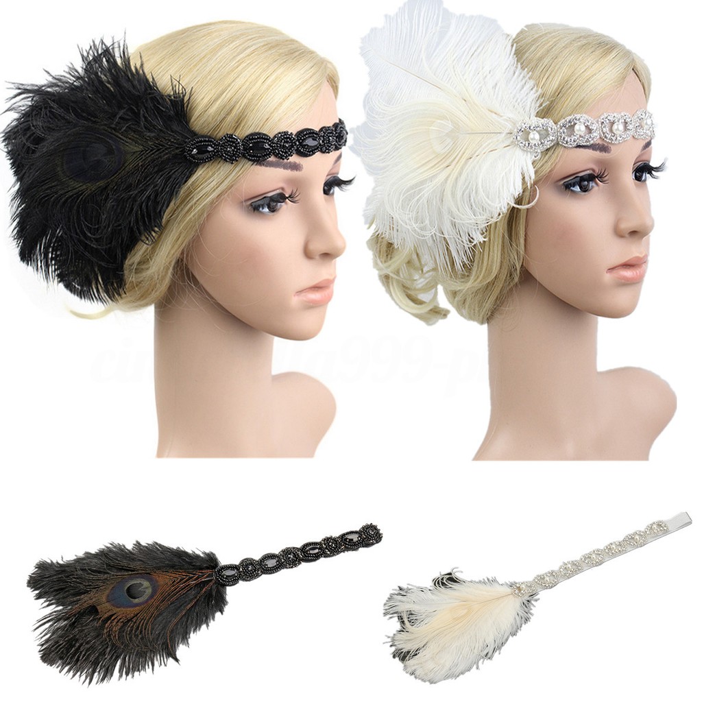 Retro Feather 1920s Flapper Headpiece Great Gatsby H Ca Shopee
