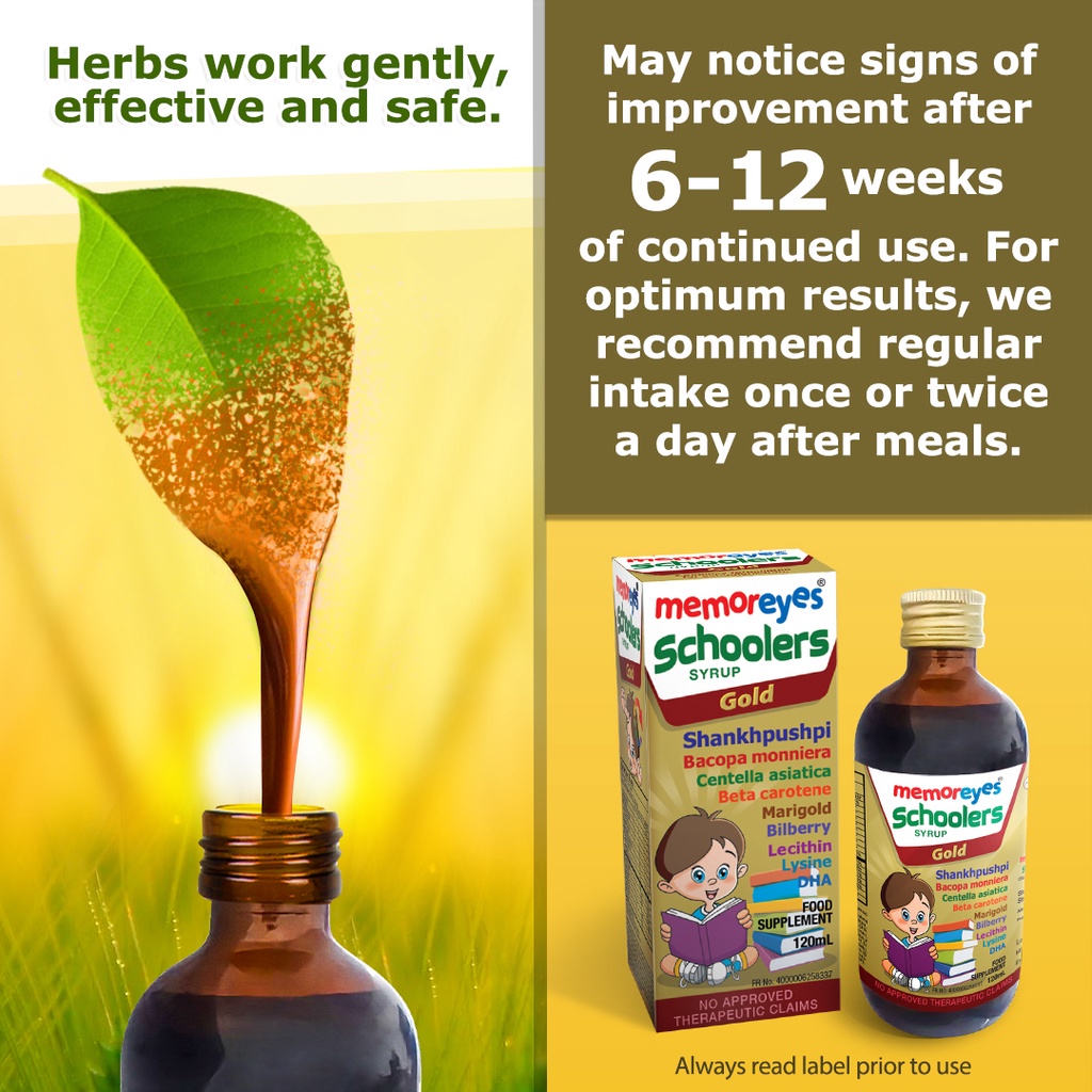 ﹍MemorEyes Schoolers Brain And Eye Supplement Memory Enhancer For Kids Plus DHA Vitamins Syrup 120ml