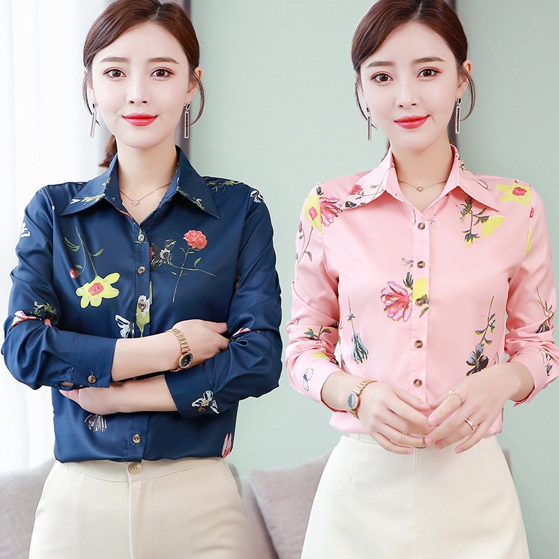 (Ready Stock) Women's tops Blouse long sleeve casual Korean floral ...