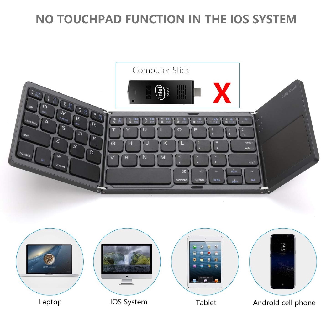 Foldable Bluetooth Keyboard, Pocket Portable Mini Wireless Keypad ...