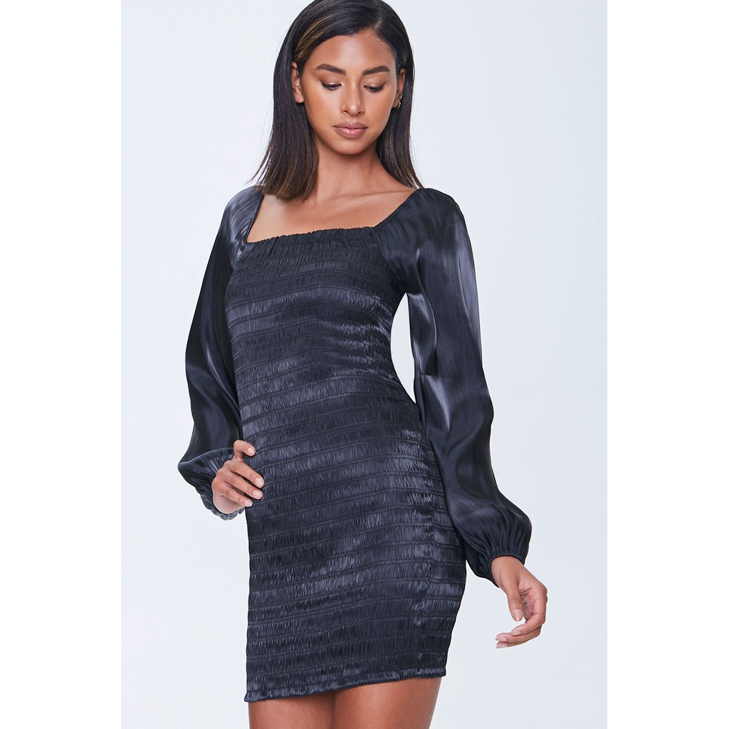 peasant sleeve mini dress