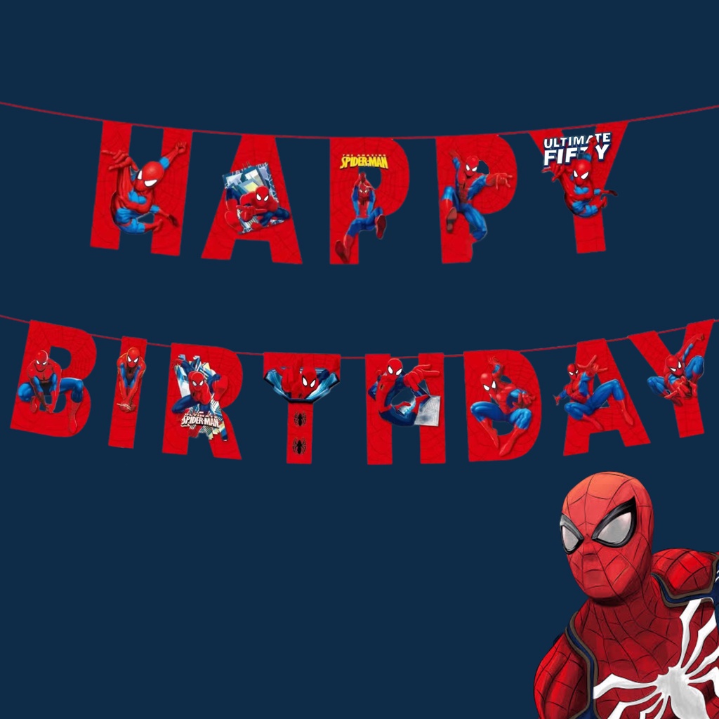 Spider/man Banner Happy Birthday Party Banner Spider Man Spiderman Kids