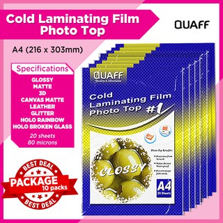 Promo Package QUAFF Photo Top / Cold Laminating Film A4 size 20sheets per pack (10packs per order)