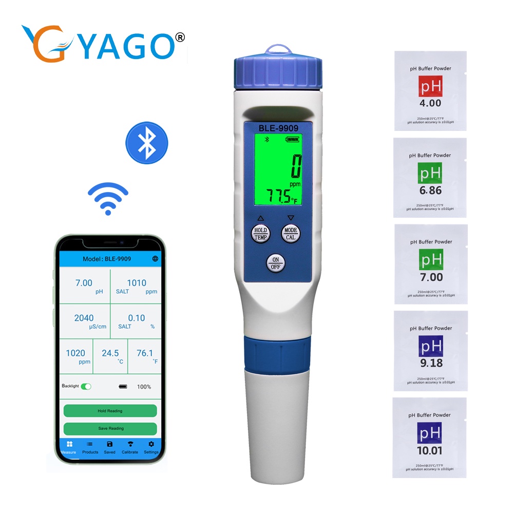 Smart bluetooth water quality meter PH/TDS/EC/salinity/temperature 5 in