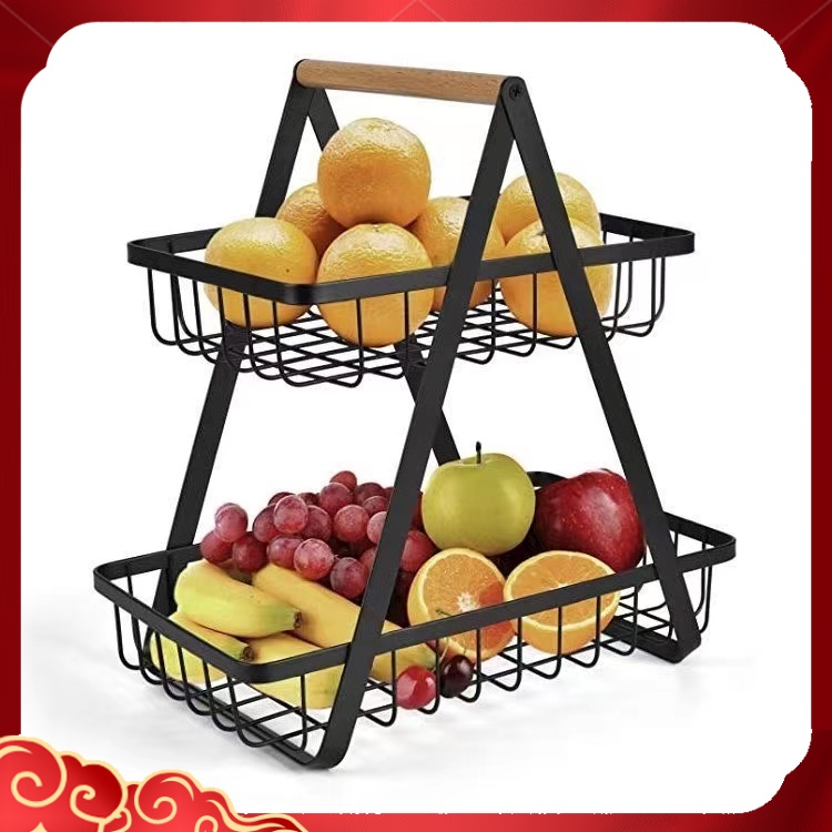 2Tier Fruit Basket for Table Display Fruits Stand Detachable