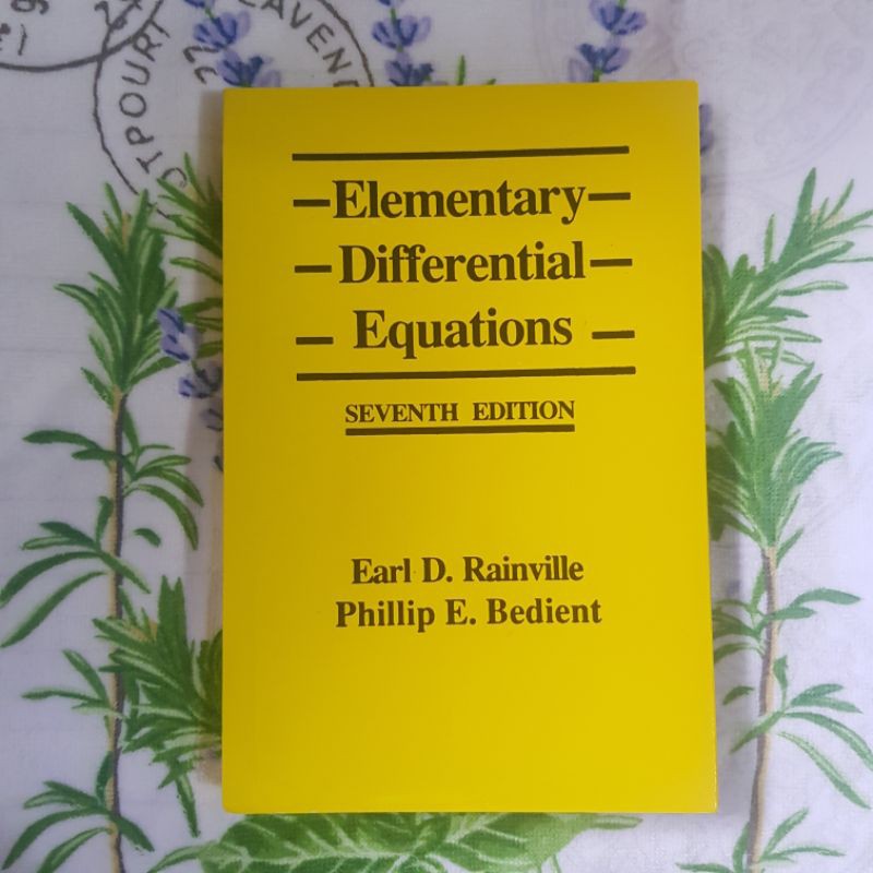 ELEMENTARY DIFFERENTIAL EQUATIONS By; EARL D. RAINVILLE Shopee