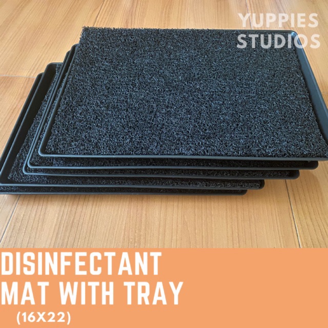 Disinfectant mat with tray rubber footing WITH FREE CHLORINE (16x22