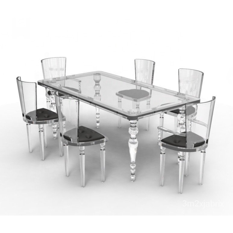 High Luxury Dining Room Clear Lucite Acrylic Dining Table And Chairs