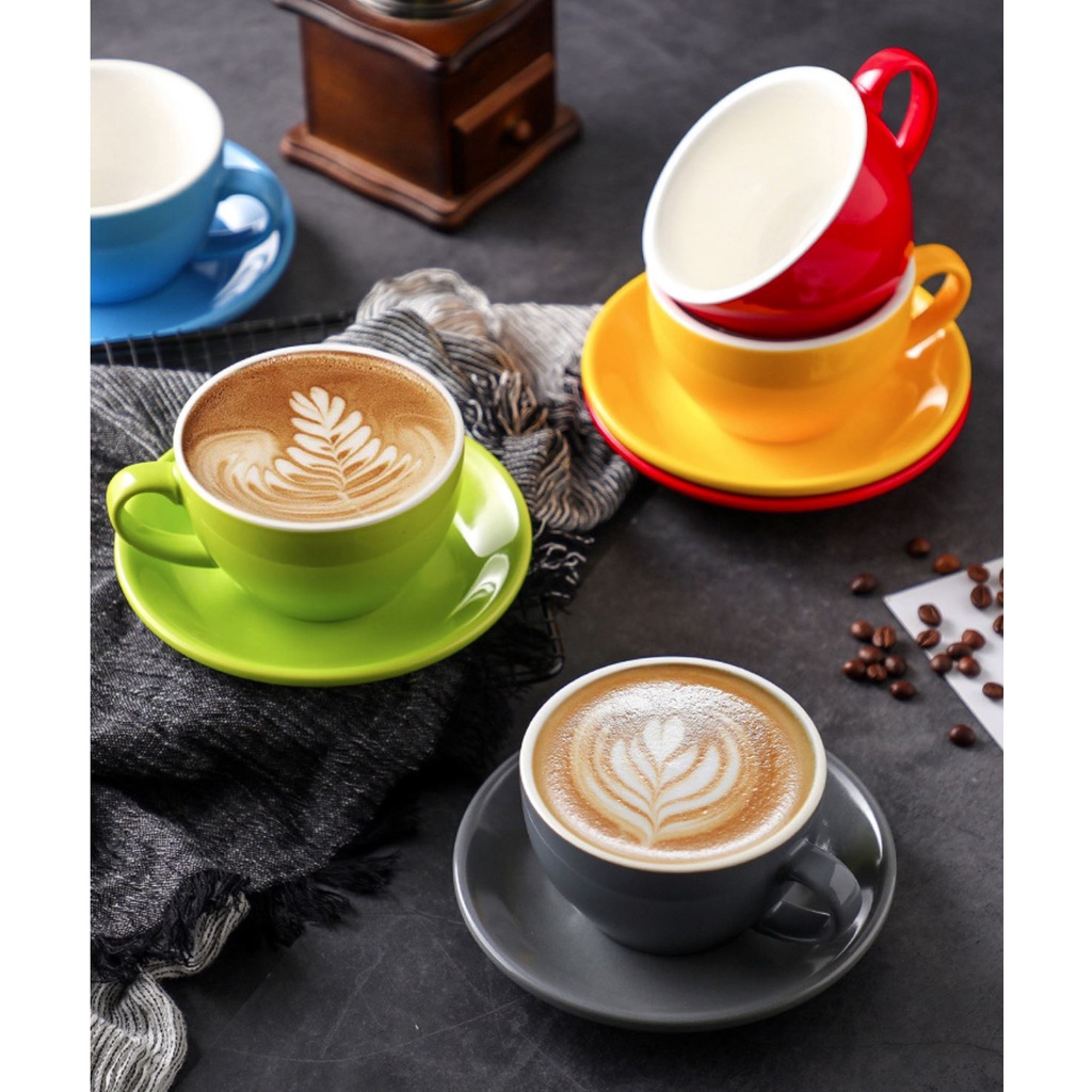 250 ml Coffee Mug and Saucer Set / Latte Art Mug / Egg Cup Mug Shopee