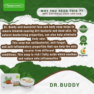 Set A of Dr.Buddy Anti-Bacterial | 1Soap + 1 Rub | Coconut Soap | 100g | Acne | Skin Problem | #4