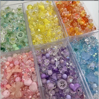 Acrylic beads handmade DIY mixed material bag jewelry rubber band accessories  20pcs