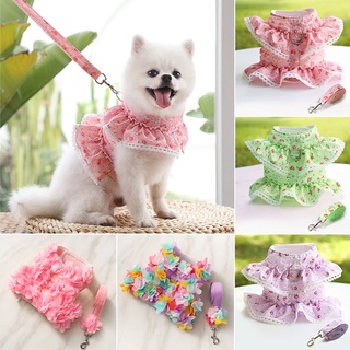 Pet Dog Harness Floral Lace Chest Strap Floral Lace Style Dog Leash Pet Chest Strap Leash Dog Collar Accessories #1