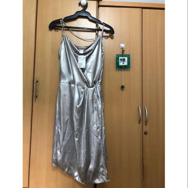 h&m silver metallic dress