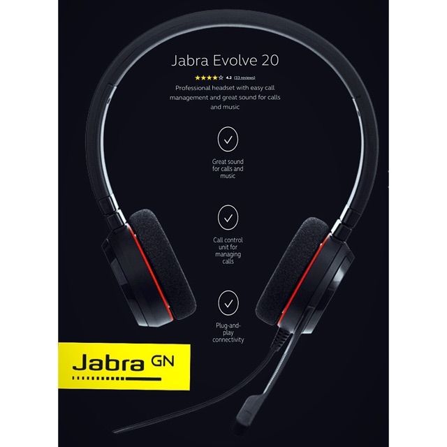 jabra evolve 20 se stereo headset