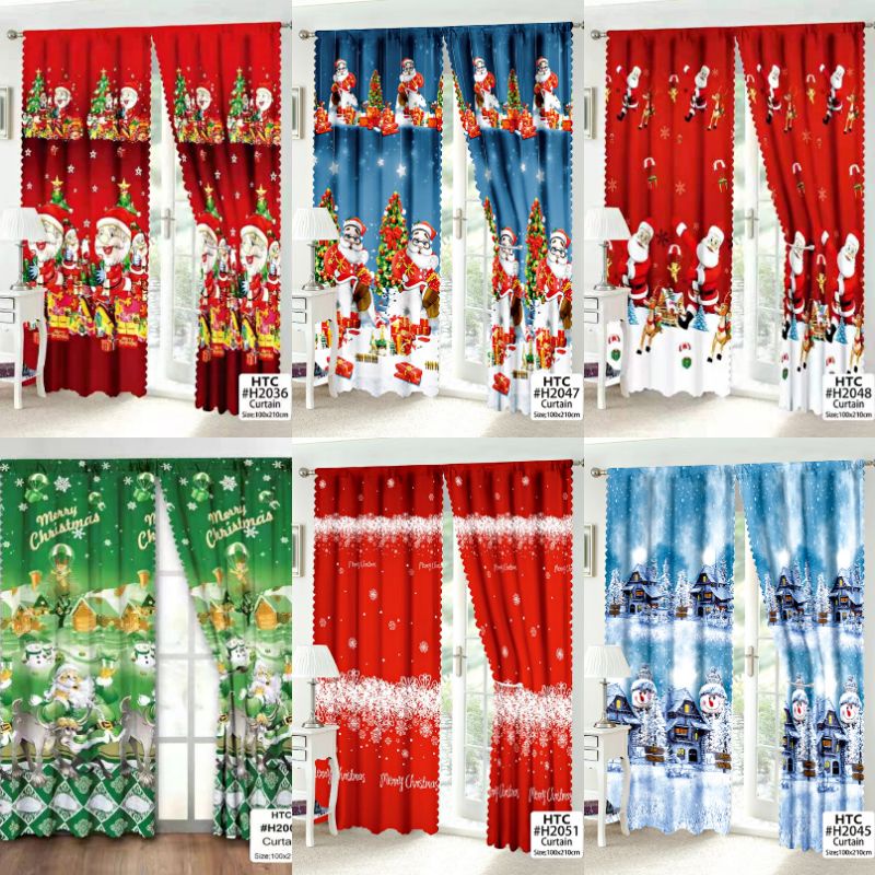 Christmas Curtain for window or curtains decor home 100cm x 210cm 1pcs ...