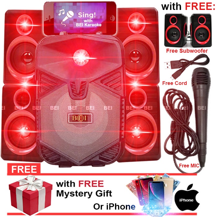 BEI Karaoke Model 71A Wireless Portable LED Bluetooth Gym Workout
